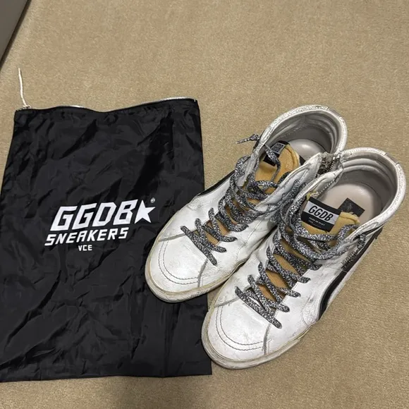 Men’s Golden Goose Distressed Leather High Top Sneakers