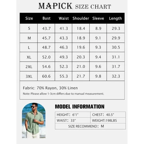 Men's Green Linen Short Sleeve Button Down Casual Shirt Business Dress