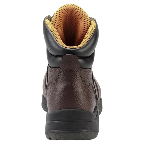 Mens Leather Waterproof 6&quot; Steel Toe Work Boots Slip Resistant Brahma Brown