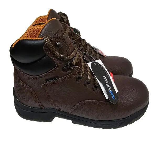 Mens Leather Waterproof 6&quot; Steel Toe Work Boots Slip Resistant Brahma Brown