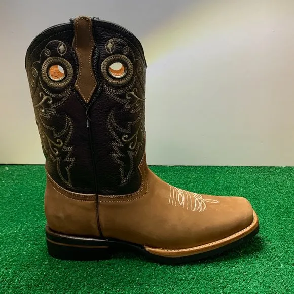 Men’s Mexican Western Cowboy Rodeo Square Toe Boots Bota Vaquera  700
