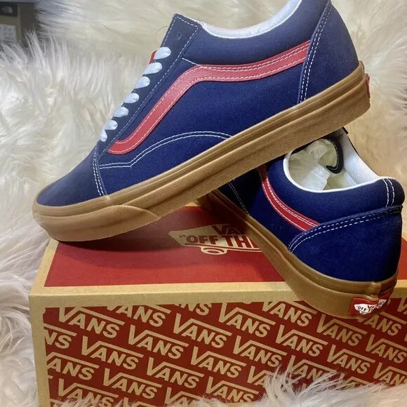 Mens New Vans Blue Old Skool Gum Blue Chilli Pepper Skate Shoes  SZ 8.5 Fast Shi