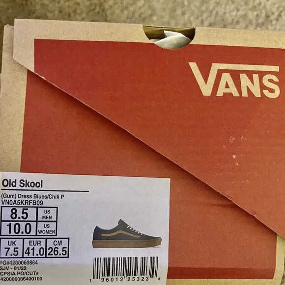 Mens New Vans Blue Old Skool Gum Blue Chilli Pepper Skate Shoes  SZ 8.5 Fast Shi