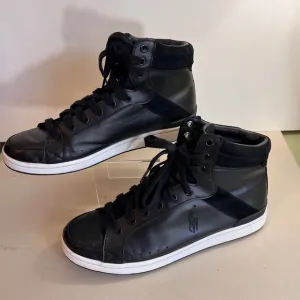 Men's Polo Ralph Lauren Sneakers, Black leather , Size 10D