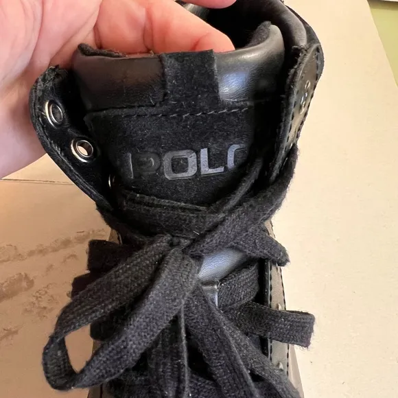 Men's Polo Ralph Lauren Sneakers, Black leather , Size 10D