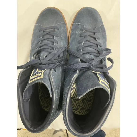 Men’s Puma Blue Suede Size 12 High Top Sneakers