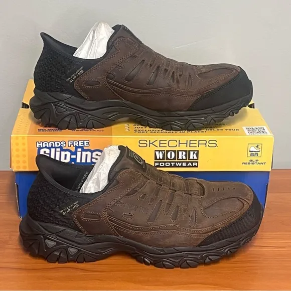 Men's Skechers Slip-ins Work: Holdredge - Ryker Dark Brown Shoes Size 10 Wide