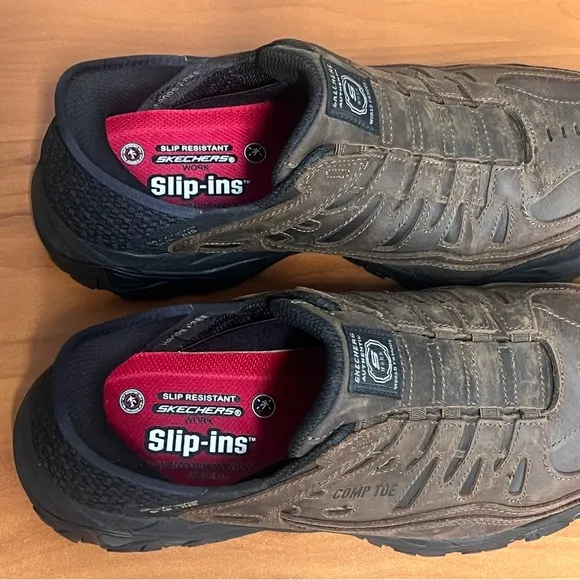 Men's Skechers Slip-ins Work: Holdredge - Ryker Dark Brown Shoes Size 10 Wide