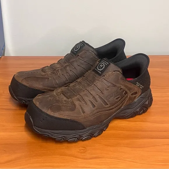 Men's Skechers Slip-ins Work: Holdredge - Ryker Dark Brown Shoes Size 10 Wide