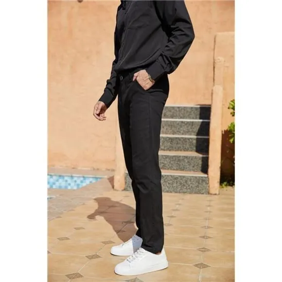 Men's‎ Slim Fit Dress Pants - Casual Business, Skinny Stretch, Golf Pants, Black