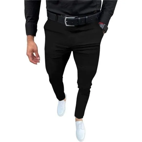 Men's‎ Slim Fit Dress Pants - Casual Business, Skinny Stretch, Golf Pants, Black