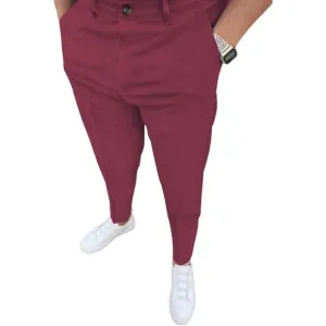 Men's Stretch Dress Pants Slim Fit Plaid Pants Business Suit Pants