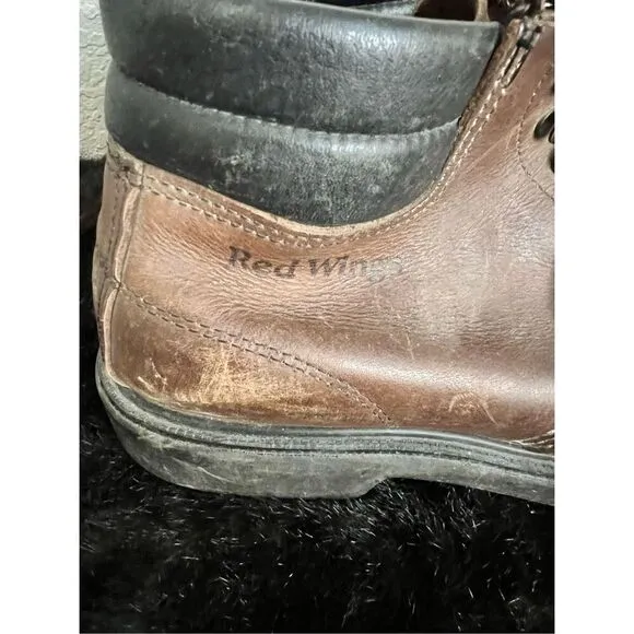 Mens Red Wing Brown Leather Steel Toe BOOTS 13