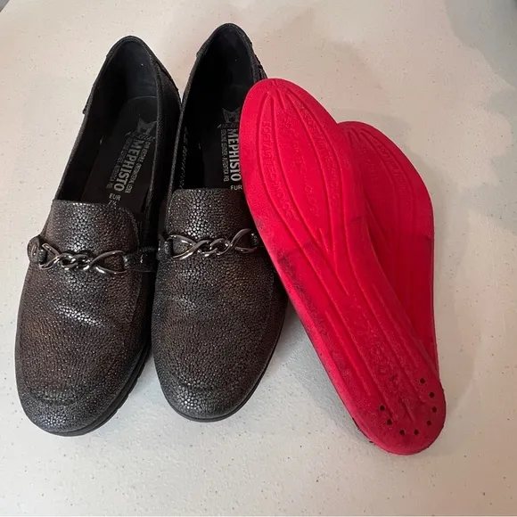 Mephisto Juliana Moccasin Air-Relax Genuine Leather Grey Loafers Womens Size 10