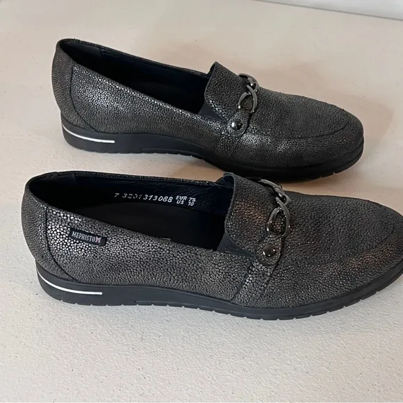 Mephisto Juliana Moccasin Air-Relax Genuine Leather Grey Loafers Womens Size 10