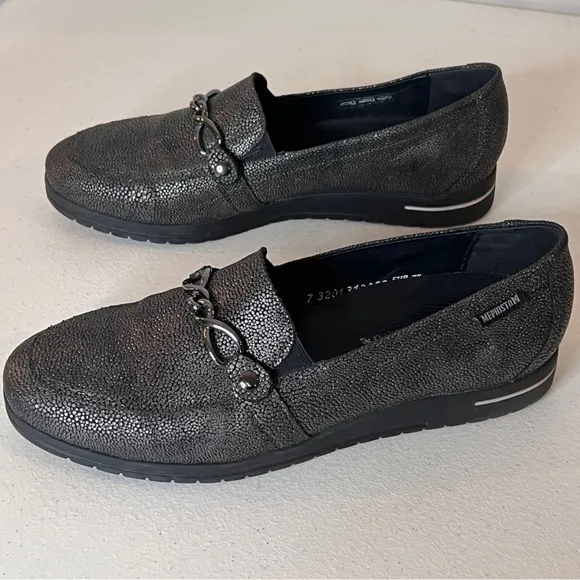 Mephisto Juliana Moccasin Air-Relax Genuine Leather Grey Loafers Womens Size 10