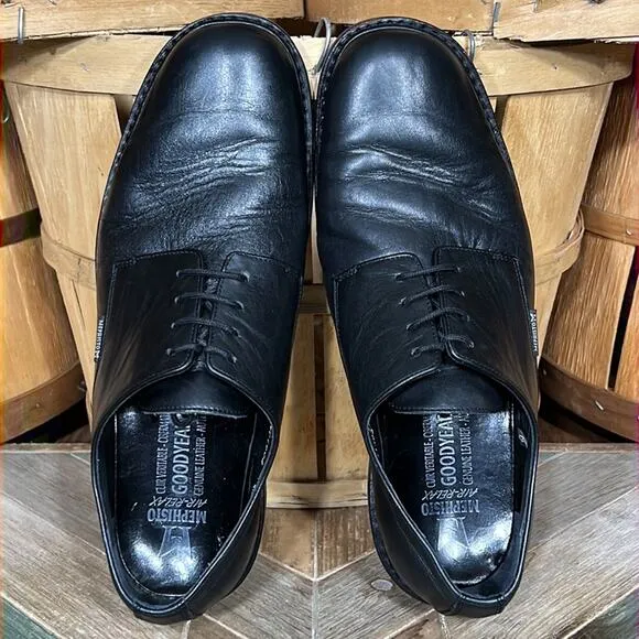 Mephisto Marlon Black Leather Lace-Up Comfort Derby Oxfords Shoes Mens Size 11.5