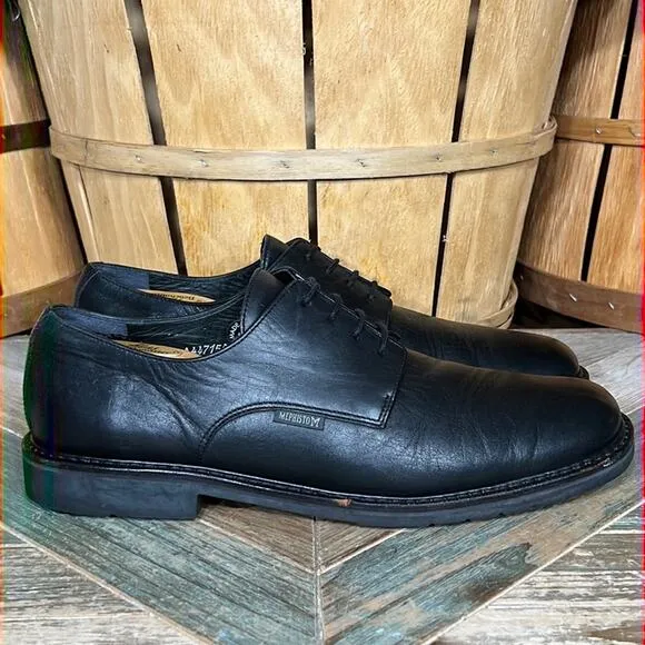 Mephisto Marlon Black Leather Lace-Up Comfort Derby Oxfords Shoes Mens Size 11.5