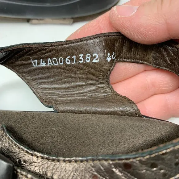Mephisto Women's 40 US 10 Bronze Metallic Sling Back Sandals Adjustable Comfort