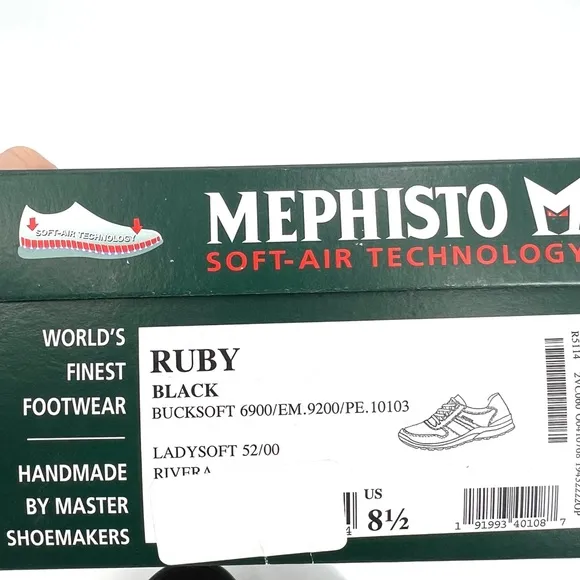 Mephisto Womens Ruby Black Walking Shoes Size 8.5 Medium (B, M)