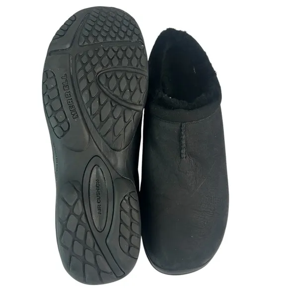 Merrell Mens Encore Chill 2 Black Leather Shearling Slip On Mules Shoes Size 14W