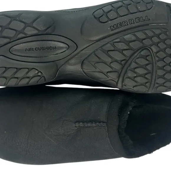 Merrell Mens Encore Chill 2 Black Leather Shearling Slip On Mules Shoes Size 14W