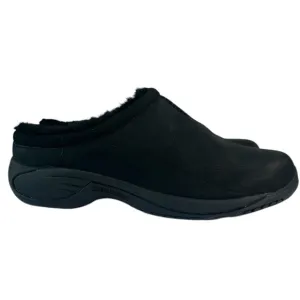 Merrell Mens Encore Chill 2 Black Leather Shearling Slip On Mules Shoes Size 14W
