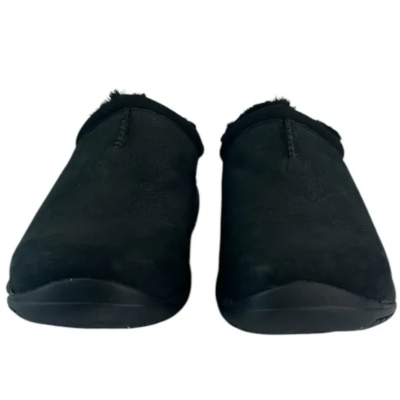 Merrell Mens Encore Chill 2 Black Leather Shearling Slip On Mules Shoes Size 14W