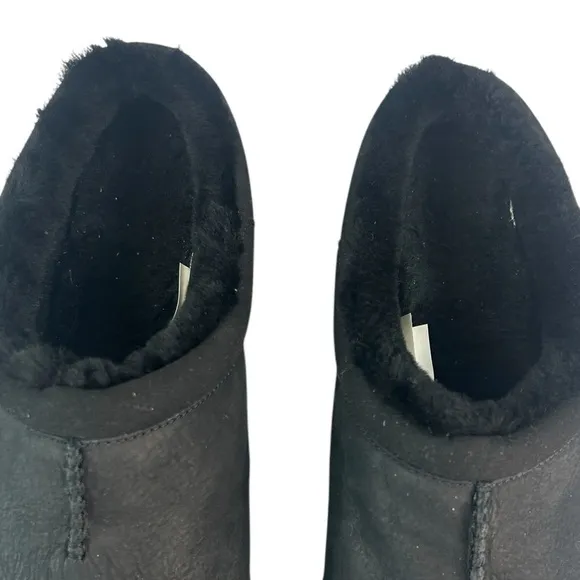 Merrell Mens Encore Chill 2 Black Leather Shearling Slip On Mules Shoes Size 14W