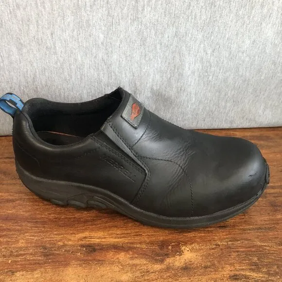 Merrell Shoes Mens Size 12W Wide Steel Toe Jungle Moc Work Black Leather Sneaker