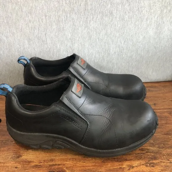 Merrell Shoes Mens Size 12W Wide Steel Toe Jungle Moc Work Black Leather Sneaker