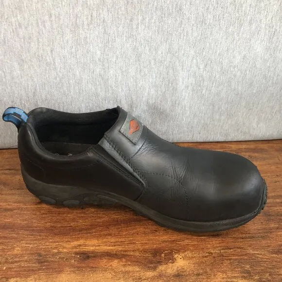 Merrell Shoes Mens Size 12W Wide Steel Toe Jungle Moc Work Black Leather Sneaker