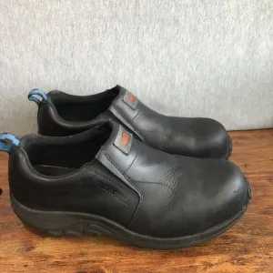 Merrell Shoes Mens Size 12W Wide Steel Toe Jungle Moc Work Black Leather Sneaker