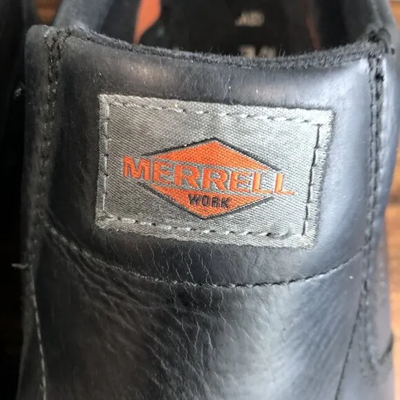 Merrell Shoes Mens Size 12W Wide Steel Toe Jungle Moc Work Black Leather Sneaker