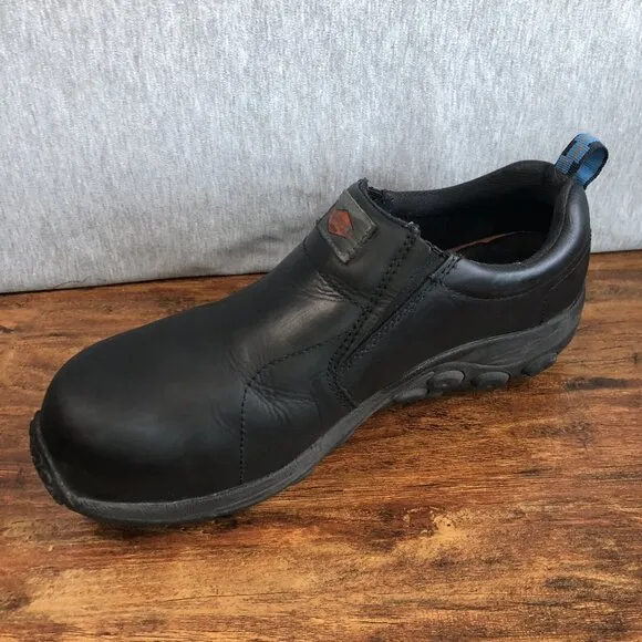 Merrell Shoes Mens Size 12W Wide Steel Toe Jungle Moc Work Black Leather Sneaker