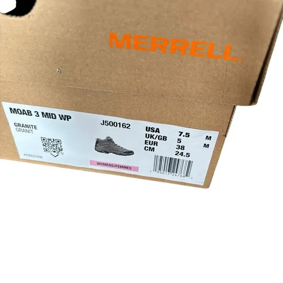 Merrell Women Moab 3 Mid Waterproof Wide Width Shoes- Size 7.5