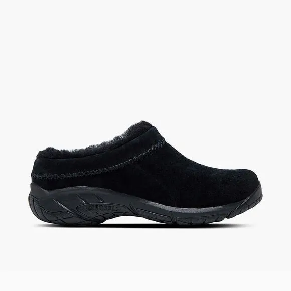 Merrell Encore Ice 4 J002028W Clog Womens Black Suede Slip On Comfort Shoes PD30
