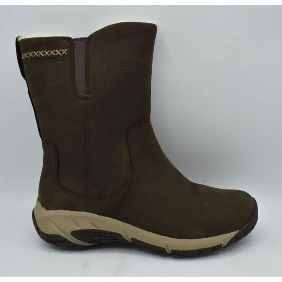 Merrell Womens Size 10 Encore 4 Tall Zip Polar Espresso Leather Waterproof Boots