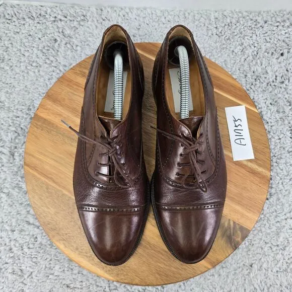 Mezlan Florence Brown Cap Toe Brogue Office Work Oxford Dress Shoes Mens 9 M
