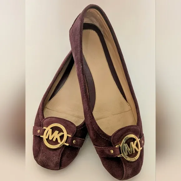 Michael Kors Burgundy Suede Leather Ballerina Flats, Size 11