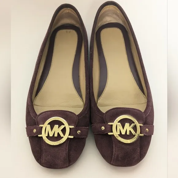 Michael Kors Burgundy Suede Leather Ballerina Flats, Size 11