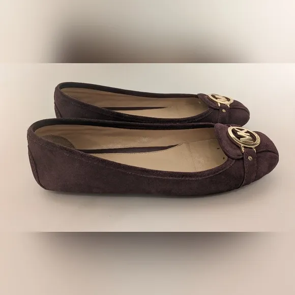 Michael Kors Burgundy Suede Leather Ballerina Flats, Size 11
