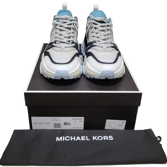 Michael Kors Men Nick Chunky Low Top Sneakers Size US 9.5M Aluminum Grey / Blue