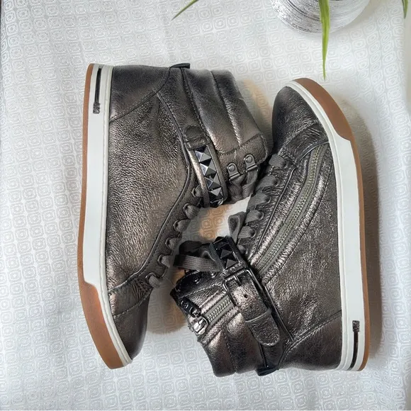 Michael Kors Women's Bronzed Metallic High Top Studded Sneakers