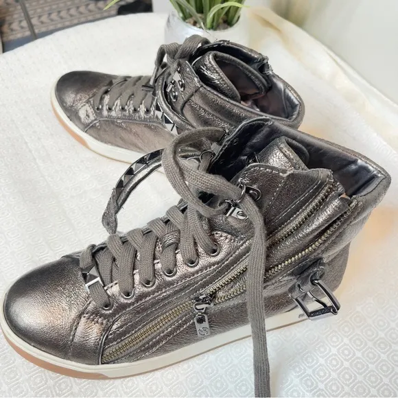 Michael Kors Women's Bronzed Metallic High Top Studded Sneakers