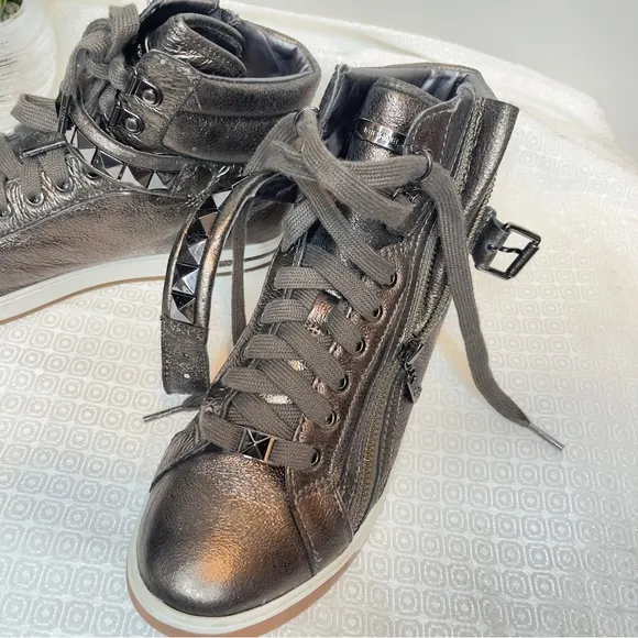 Michael Kors Women's Bronzed Metallic High Top Studded Sneakers