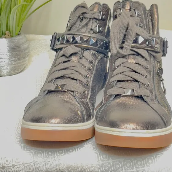 Michael Kors Women's Bronzed Metallic High Top Studded Sneakers