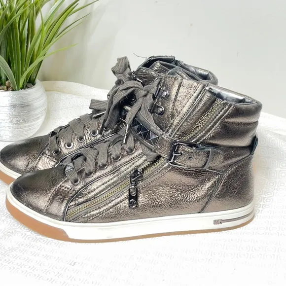 Michael Kors Women's Bronzed Metallic High Top Studded Sneakers