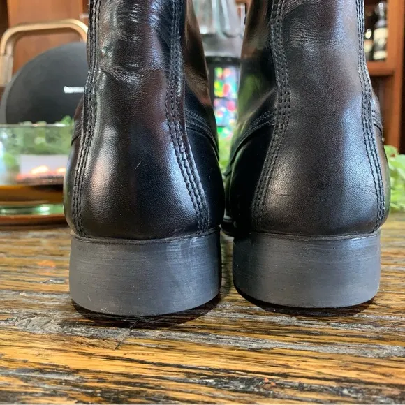 Military Black Leather Boots Goth Gothic Lace Ties Vintage 1970 Size 9 Biltrite