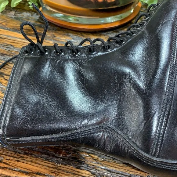 Military Black Leather Boots Goth Gothic Lace Ties Vintage 1970 Size 9 Biltrite